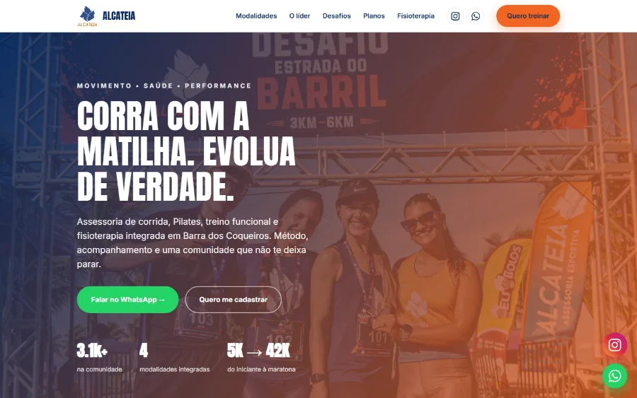 O site alcateiatreinamento.com no ar